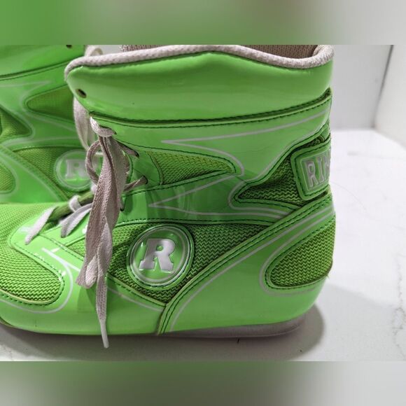Ringside Diablo Boxing wrestling leather Shoes neon Green size 5 . Breathable - Picture 7 of 13